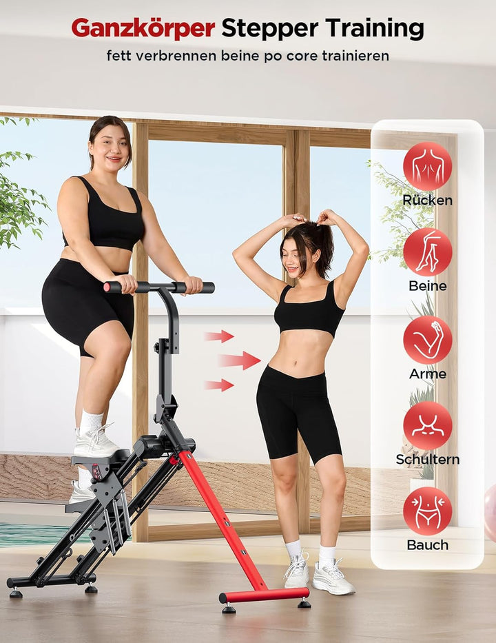 YOLEO Einstellbarer Widerstand Stair Stepper für Zuhause, Klappbarer Stepper mit 3 Trainingsmodi, Co