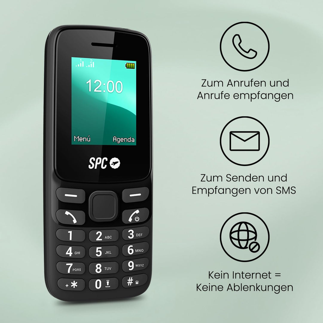 SPC Talk 2 Go - Basic Mobiltelefon | 1,8“ Bildschirm | 9 Tage Akkulaufzeit | 103dB Klingeltonlautstä