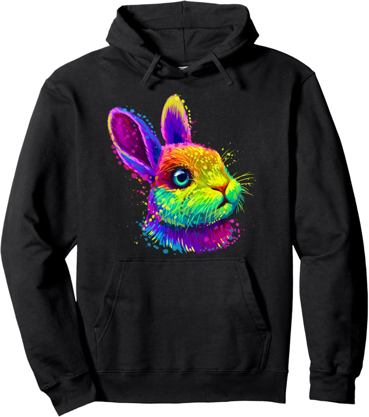 Cool Water Color Rabbit Novelty Graphic Tees & Cool Designs Pullover Hoodie