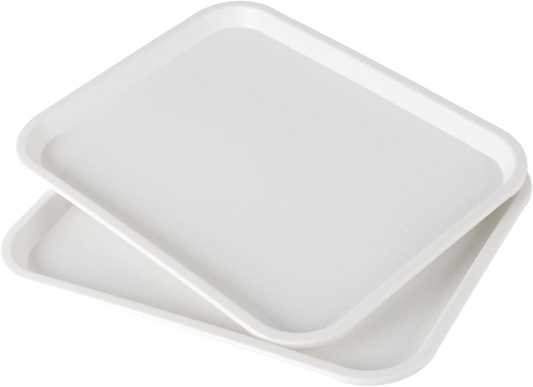 FUNSUEI 8 Stück Fast Food Tablett, 35 x 27 x 2,3cm Kunststoff Rechteckig Serviertablett, Weiss Kunst
