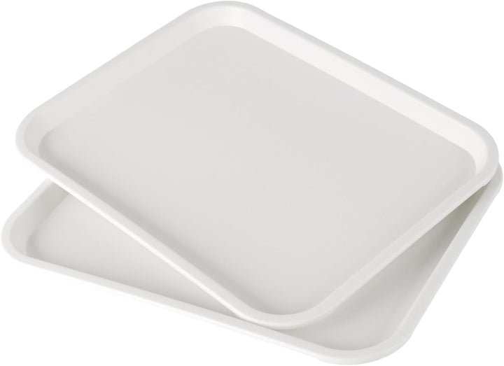 FUNSUEI 8 Stück Fast Food Tablett, 35 x 27 x 2,3cm Kunststoff Rechteckig Serviertablett, Weiss Kunst