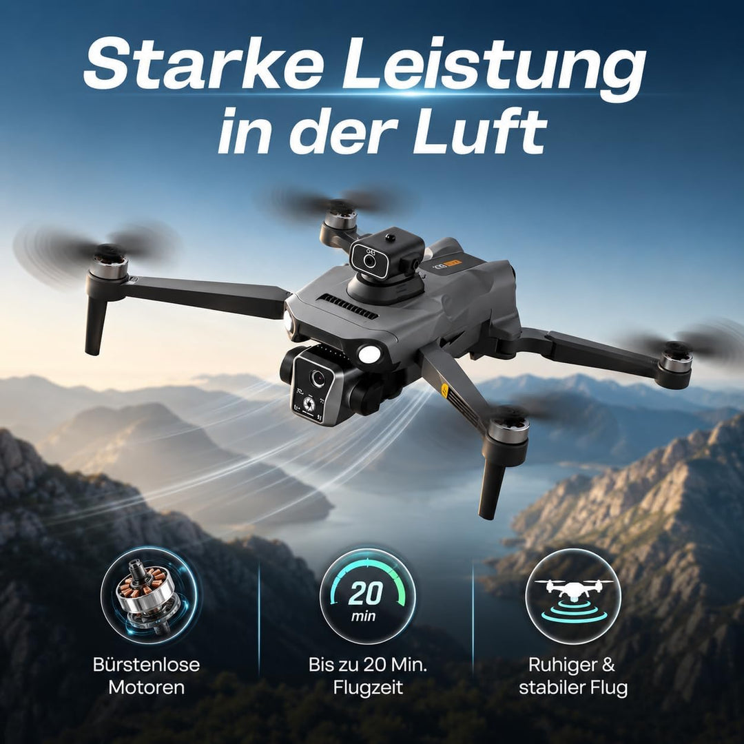 K19 GPS Drohne mit 4K Kamera, Fernbedienung mit Live-Display, 600m Reichweite, 360° Hindernisvermeid