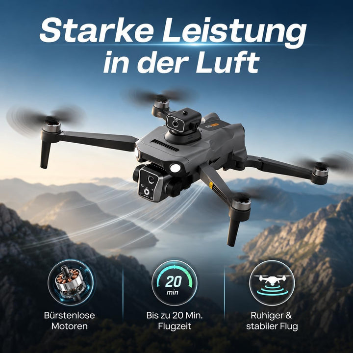 K19 GPS Drohne mit 4K Kamera, Fernbedienung mit Live-Display, 600m Reichweite, 360° Hindernisvermeid