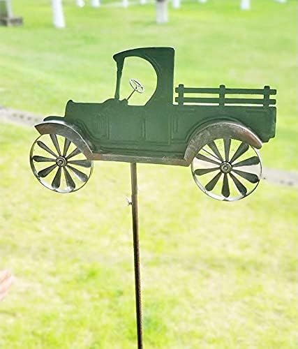 DanDiBo Gartenstecker Metall Oldtimer Auto XL 160 cm Grün 96102 Windspiel Windrad Wetterfest Gartend