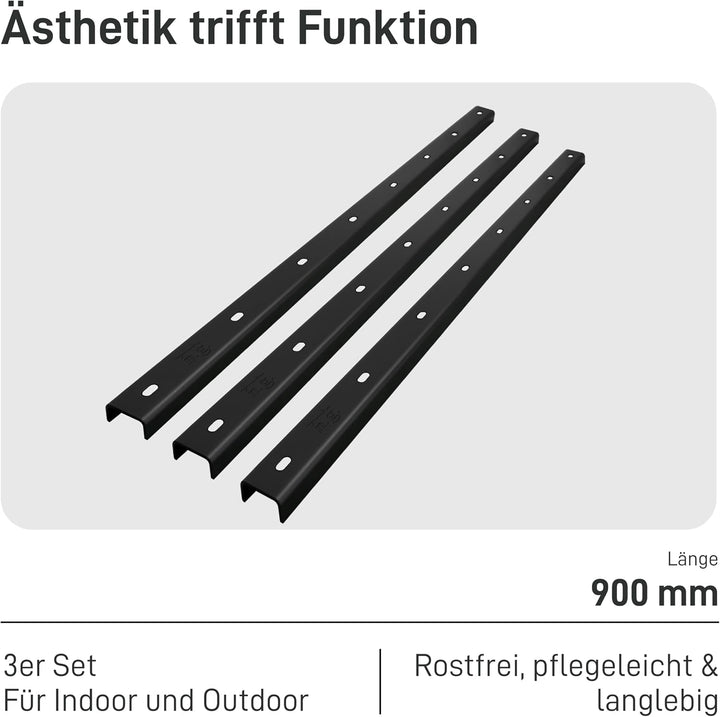 3x Gratleiste U-FORM massiver Unterzug für Tischplatten, Tischbeschlag, Unterstützungsunterzug, Vers