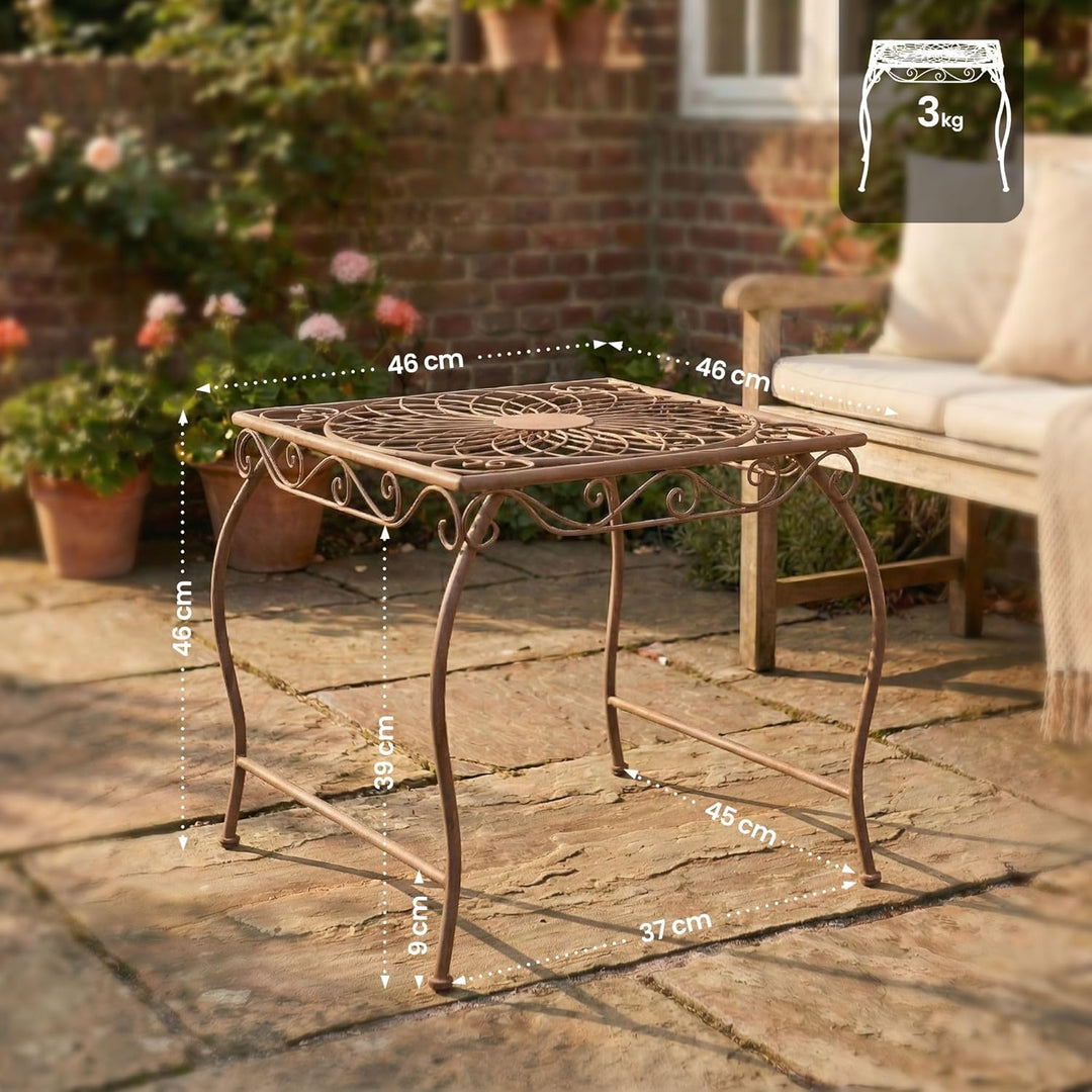 CLP Eisentisch Zarina in nostalgischem Design I Robuster Gartentisch mit kunstvollen Verzierungen, F