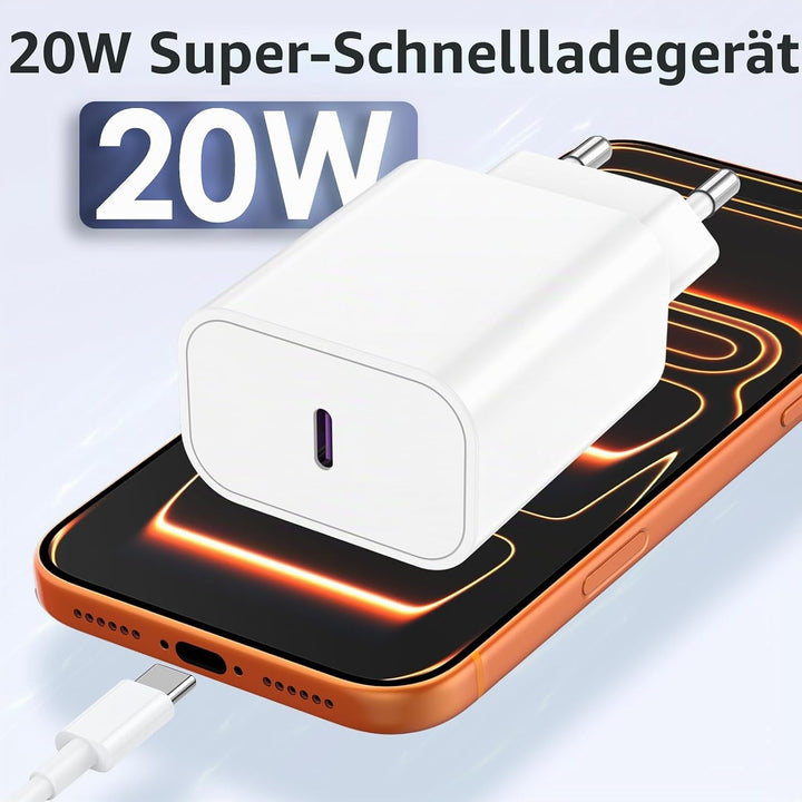 2Pack USB C Ladegerät für iPhone 16 15 17/16 15 17 Pro/16 15 17 Pro Max/16 15 Plus/17 Air, 20W USBC