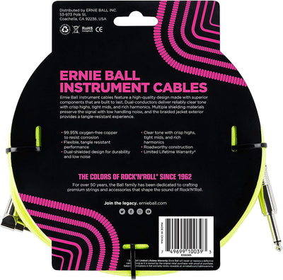 Ernie Ball Instrumentenkabel geflochten, gerade/gewinkelt, 5,49 m, Neon-Gelb Neon-orange 5,5 m Gerad