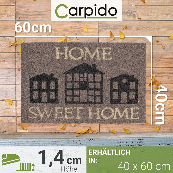 Carpido Fussmatte Kokos Home Sweet Home - Türmatte 40 x 60 cm (Rechteckig) - antibakterielle Eingang