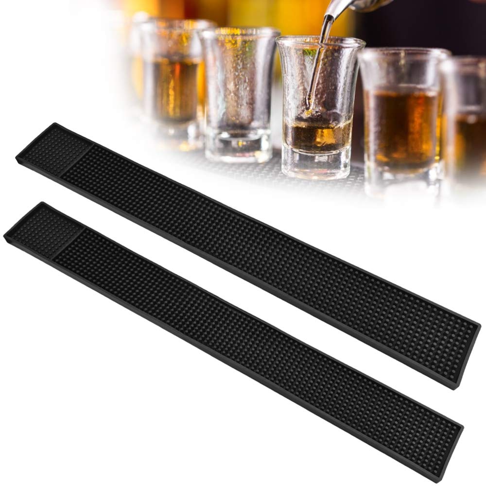2 Stück Barmatte Gummi Abtropfmatte Geschirr Trockenmatte 8 x 60 cm Gläserabtropfmatte rutschfest un