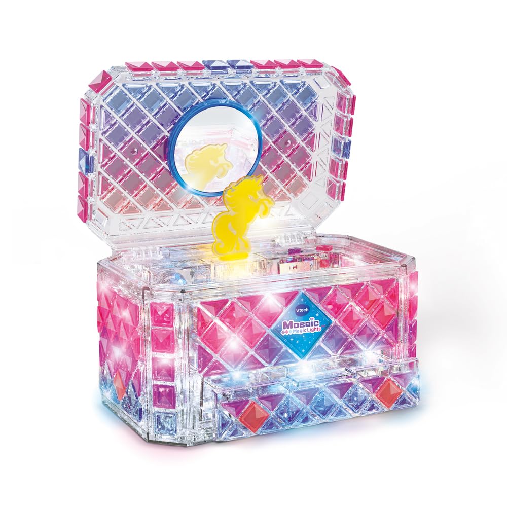VTech - Mosaic Magic Lights Schmuckschatulle – Mosaik-Set für Kinder – personalisierbare Geheimnisbo