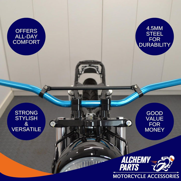 Motorrad Lenker Für Trail Motocross Streetfighter Scrambler Verspannt - 22mm 7/8" - blau & schwarz,