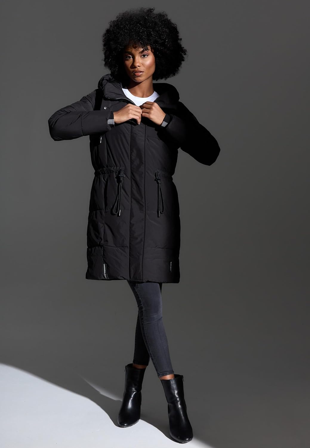 Navahoo Damen Wintermantel kurzer Steppmantel mit Kapuze Zuckertatze XIV XS-XXL S Schwarz, S Schwarz
