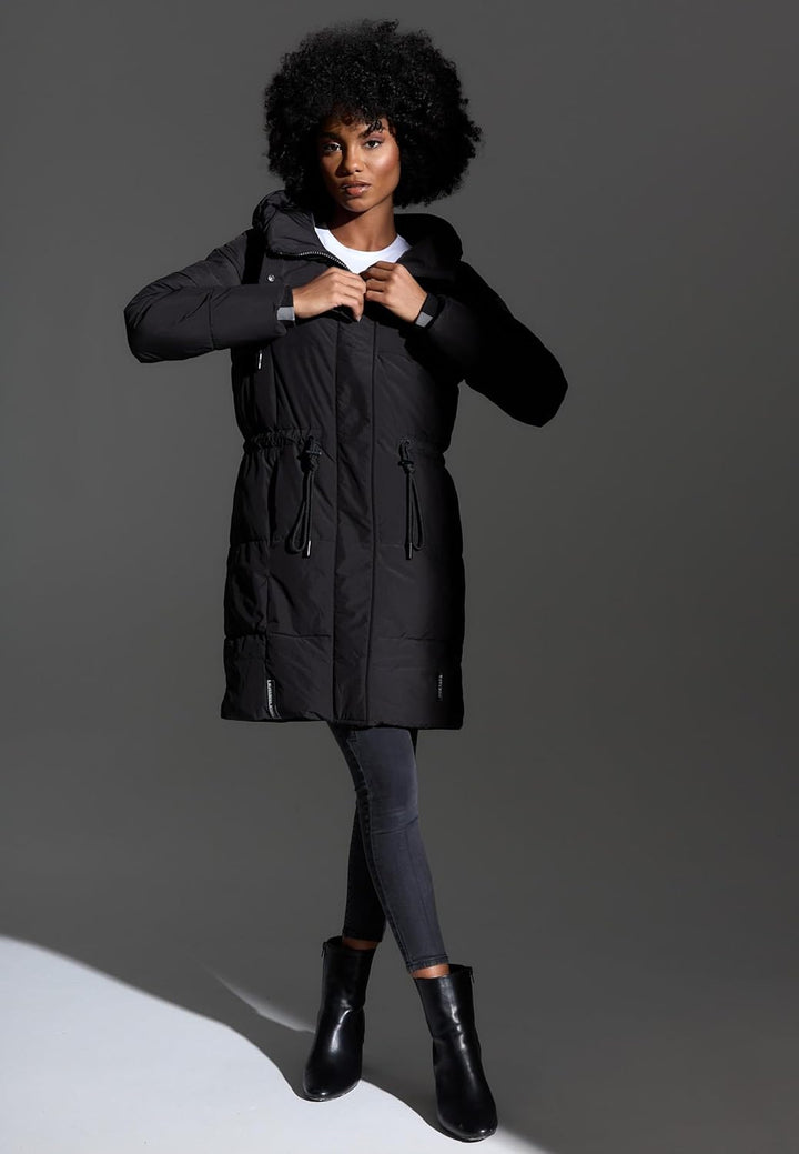 Navahoo Damen Wintermantel kurzer Steppmantel mit Kapuze Zuckertatze XIV XS-XXL S Schwarz, S Schwarz