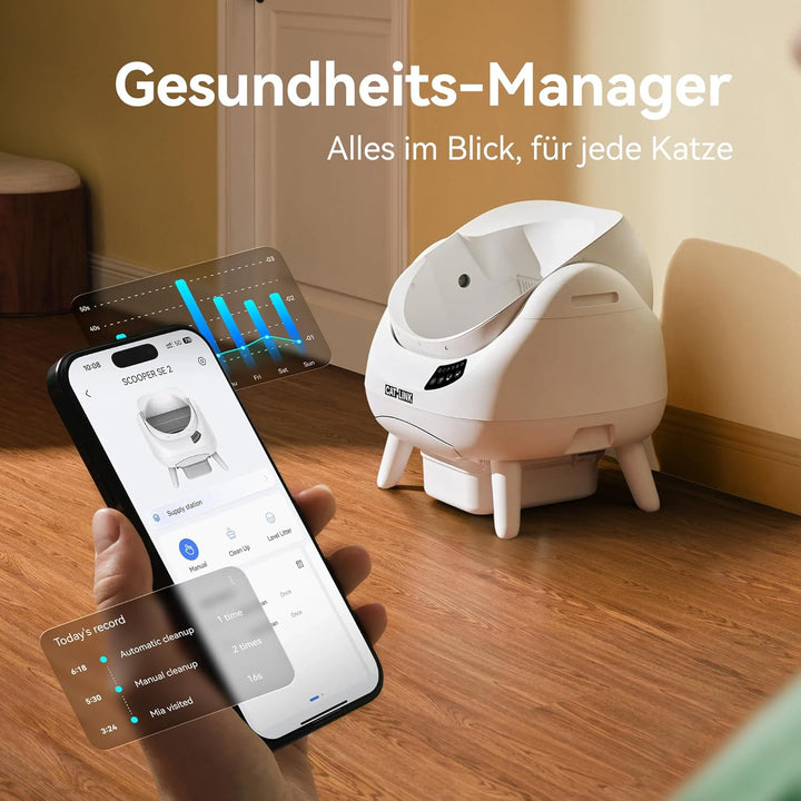CATLINK Selbstreinigende Katzentoilette, Katzenklo XXL mit offenem Top-Design, 5 GHz WLAN, 12L Gross