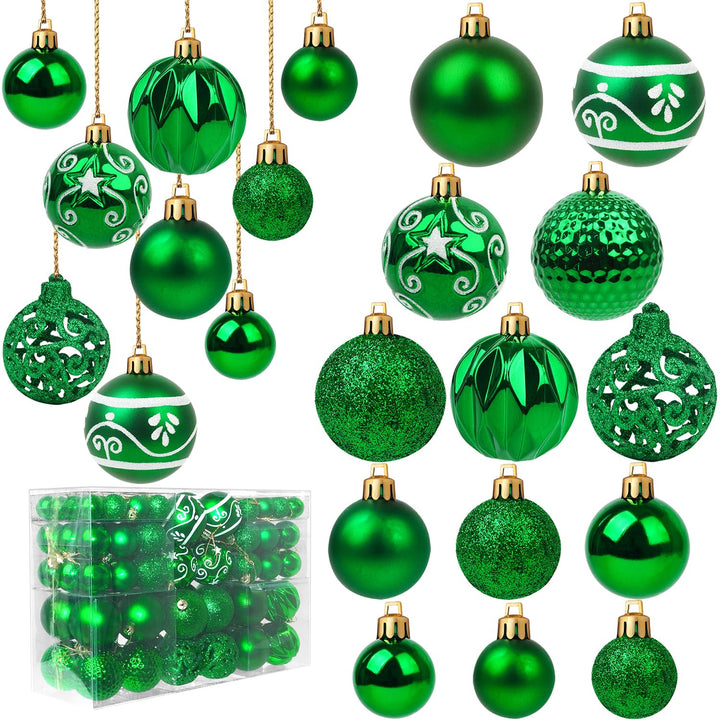 Ywlake Weihnachtskugel Ornamente Set für Weihnachtsbaum, 100-pcs Weihnachtsbaum Dekorationen Set Bru