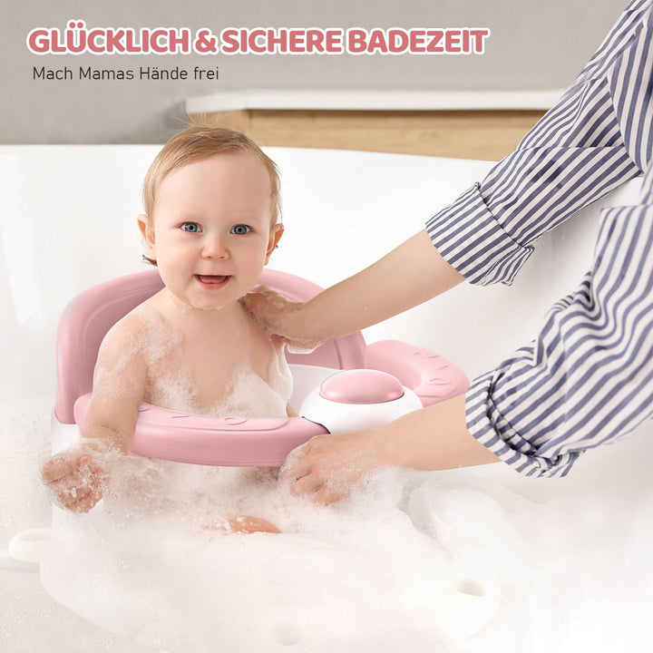 Baby Badesitz - Badewannensitz ab 6 bis 24 monate - Badewannen mit 4-starken Saugnäpfen und 360° Run
