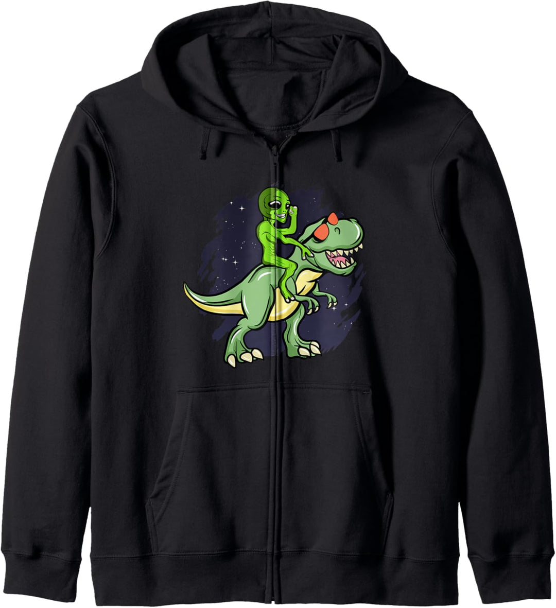 Alien Riding T-Rex Dinosaur with Sunglasses Gift Space Stars Kapuzenjacke