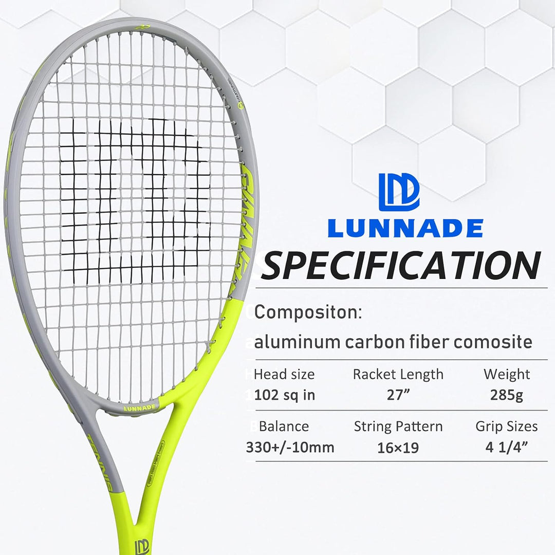 LUNNADE Tennisschläger für Erwachsene, 27 Zoll Leicht Tennisschläger mit Hülle, Geeignet für Damen H