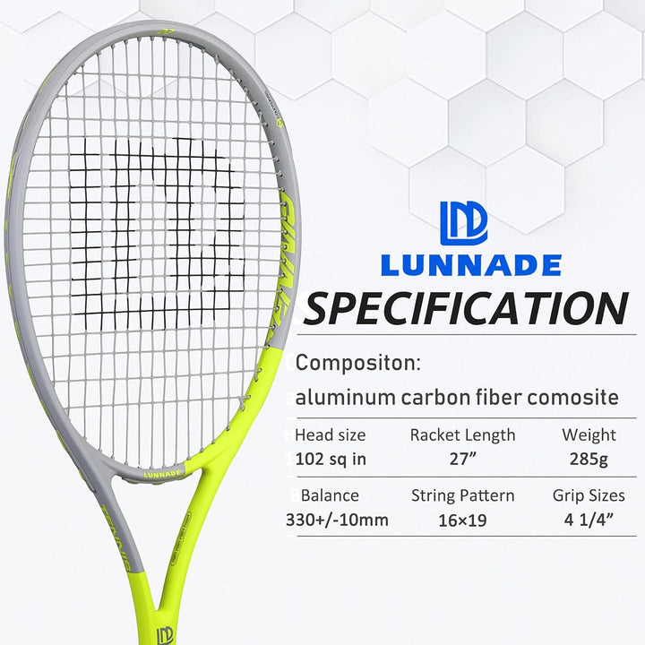 LUNNADE Tennisschläger für Erwachsene, 27 Zoll Leicht Tennisschläger mit Hülle, Geeignet für Damen H