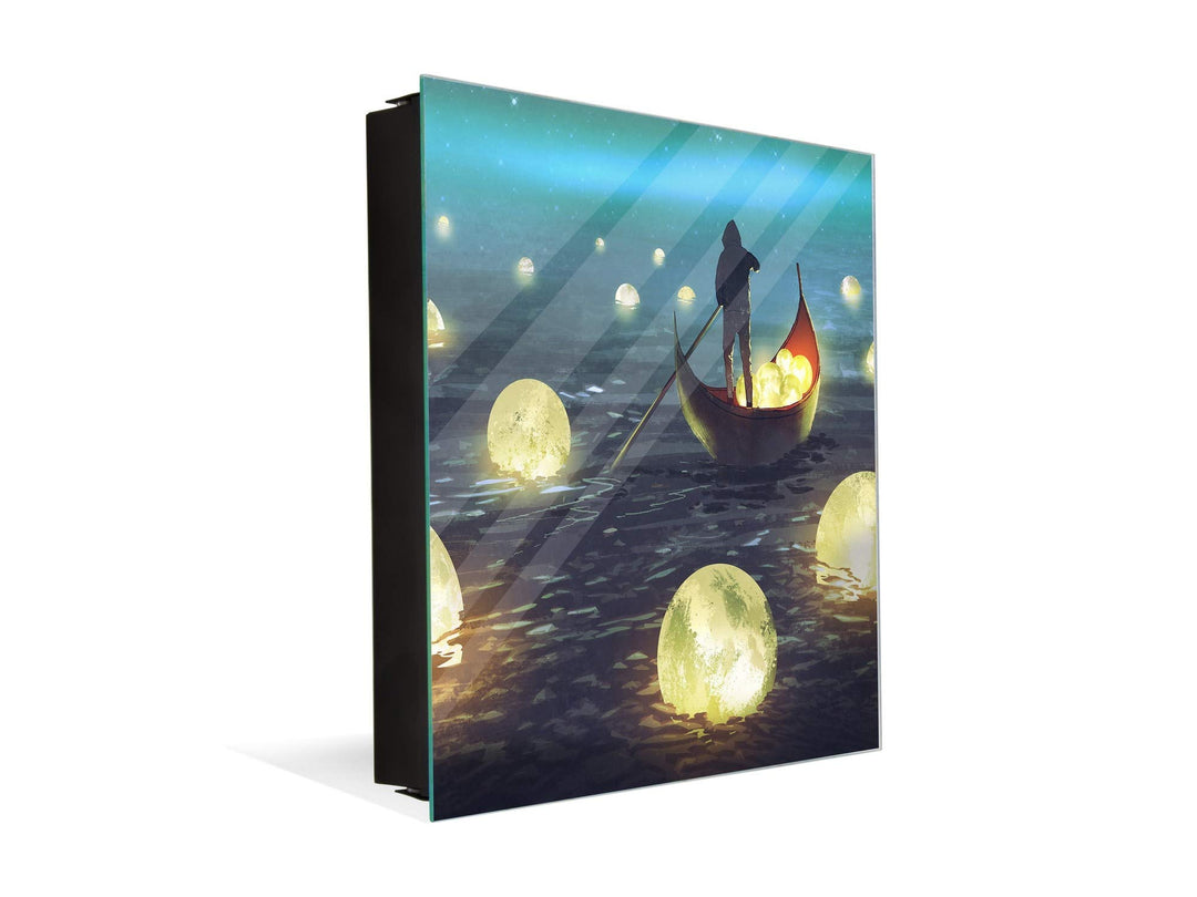 Dekorative Key Box mit magnetischer, trocken abwischbarer Glastafel K14 Weltliche Motive: Starry Lak