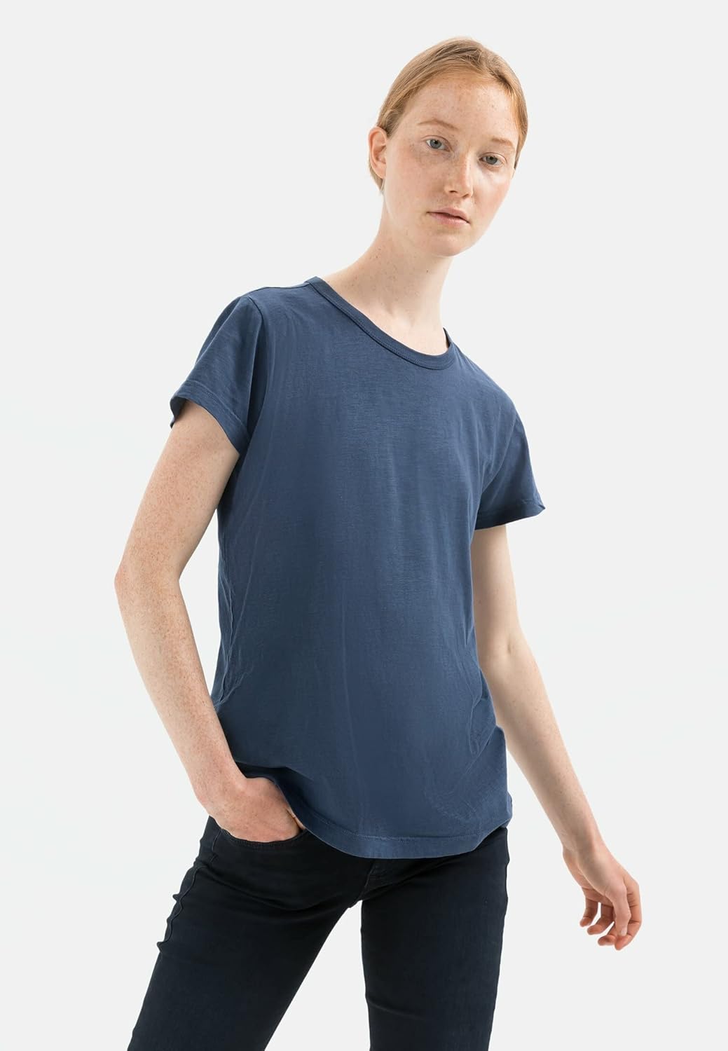 camel active Damen Kurzarm T-Shirt aus Organic Cotton S Dunkelblau, S Dunkelblau