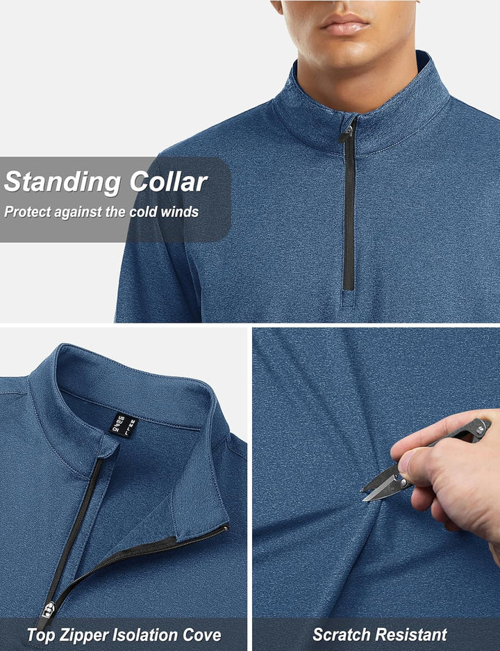TACVASEN Pullover Herren Langarmshirt Half Zip Fleece Winterpullover Warm Atmungsaktiv Sport Sweatsh