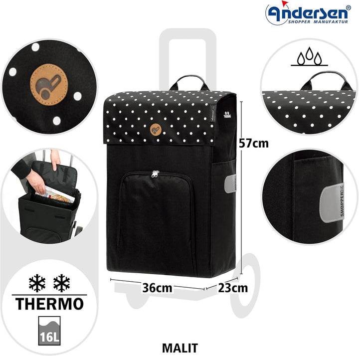 Andersen Einkaufstrolley - klappbar - 49 Liter - Treppensteiger - mit Kühlfach - belastbar 40 kg - S