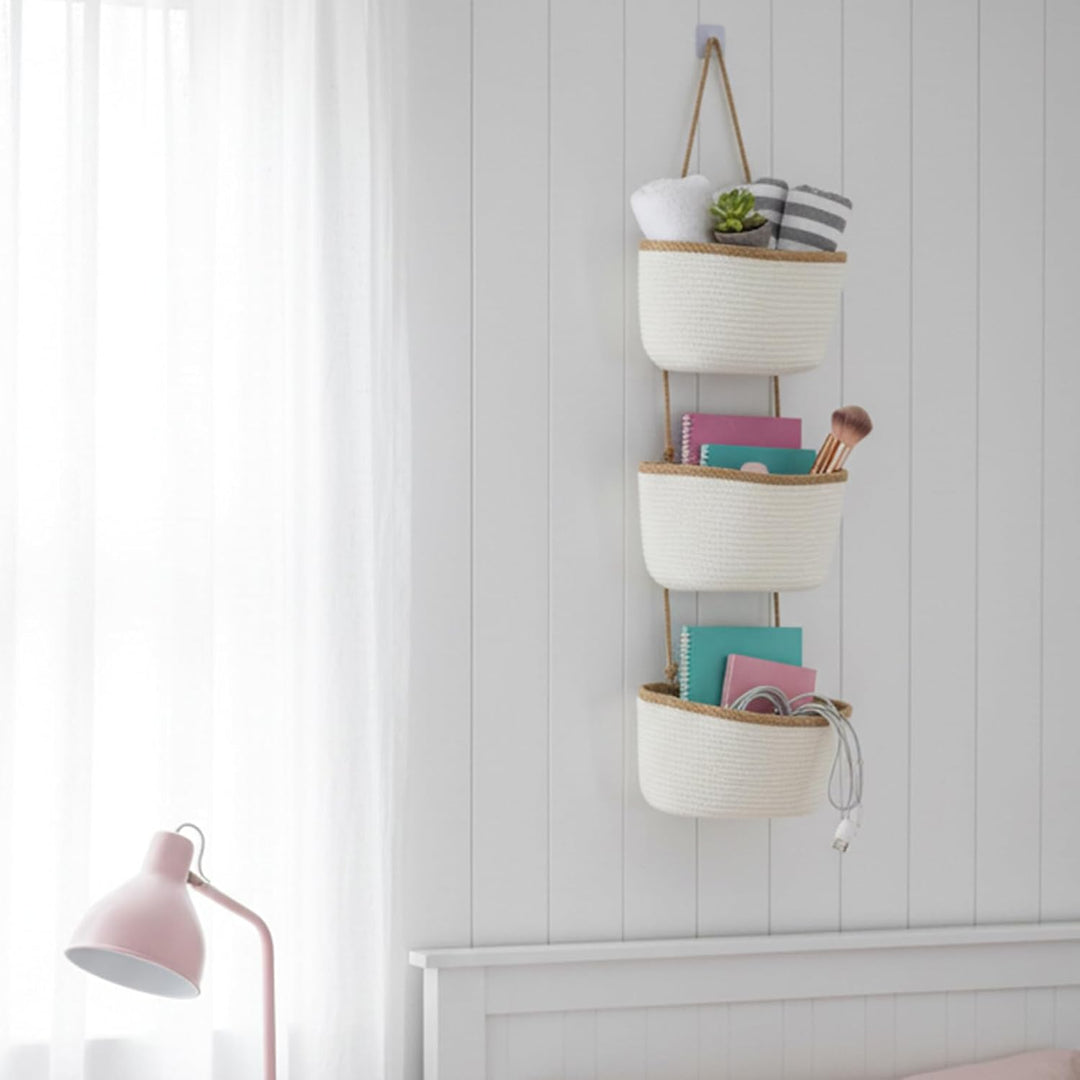 danpinera Hängekorb für die Tür, 3-stöckig Wandorganizer Hängend Veranstalter lagerung körbe aus Bau