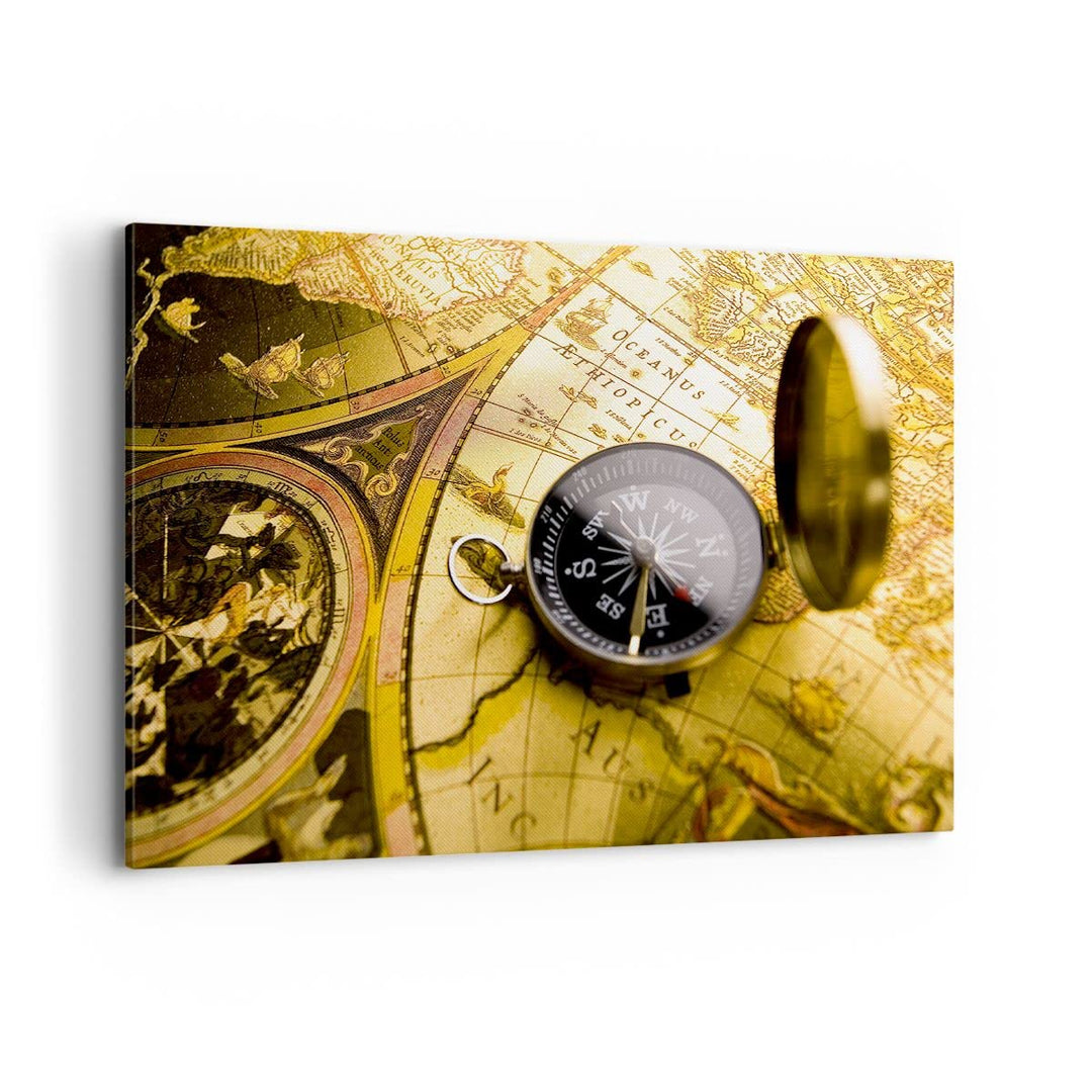 Bilder auf Leinwand 100x70cm Leinwandbild Abstrakt kommunikation kompass erde Gross Wanddeko Bild Sc