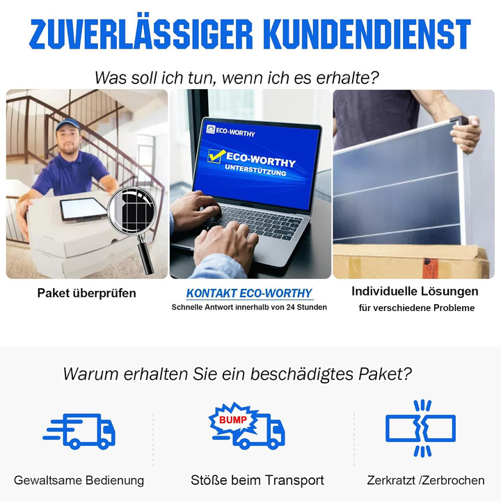 ECO-WORTHY 340W 12 Volt Monokristallines Solarmodul, 2 Stücke 170W Solarpanel Ideal zum Aufladen von