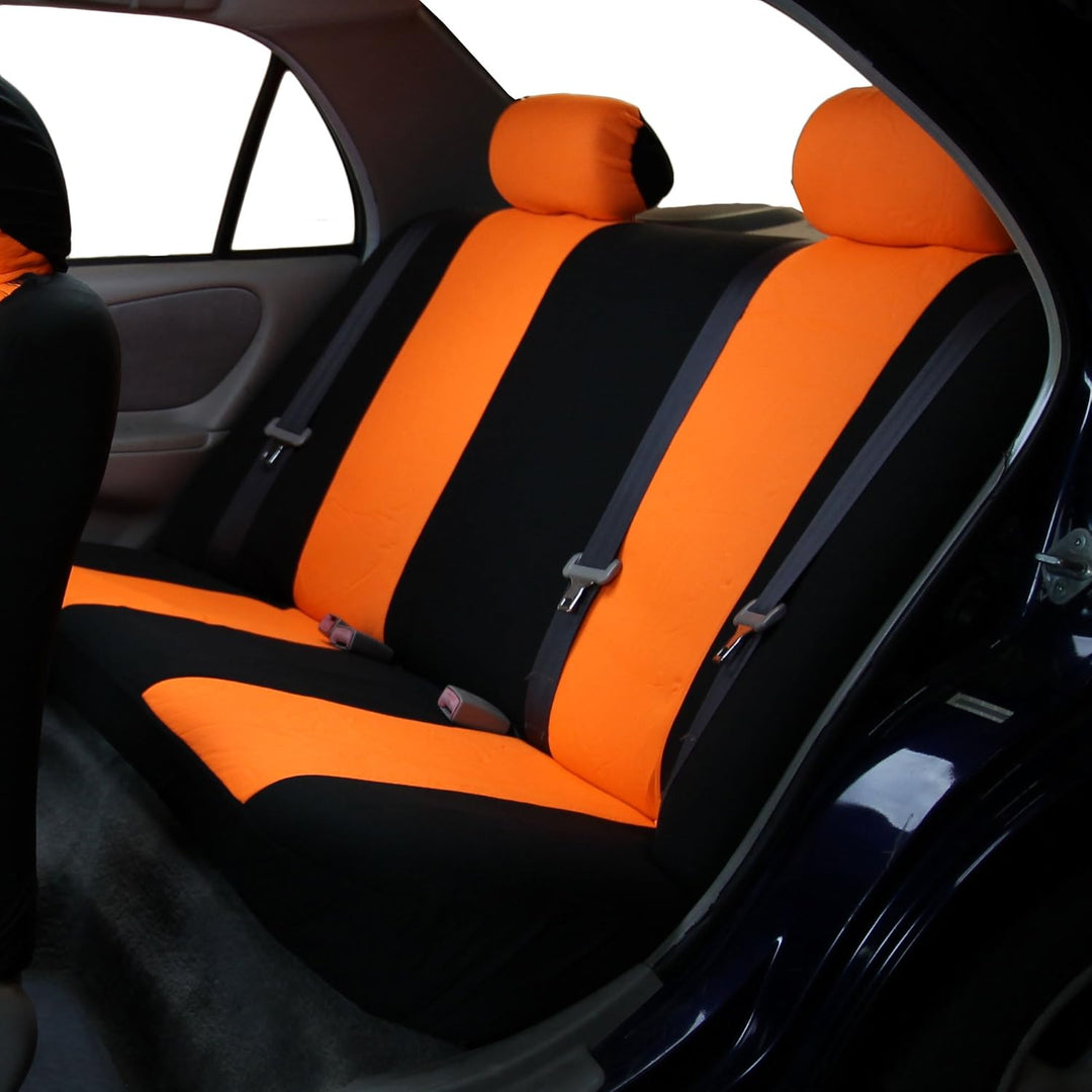 FH GROUP FB050ORANGE114 Vollen Satz Flachgewebe-Autositzbezüge, Orange, Anzahl 8 Orange/Abendrot im