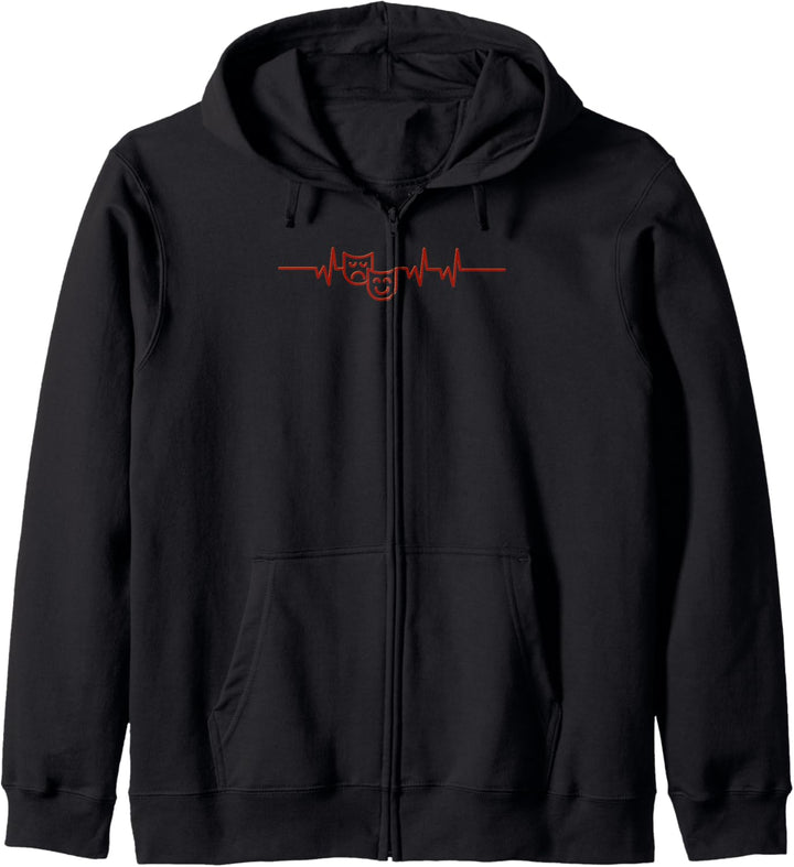 Herzschlag Kardiogramm Theater Maske Lustiges T Shirt Kapuzenjacke