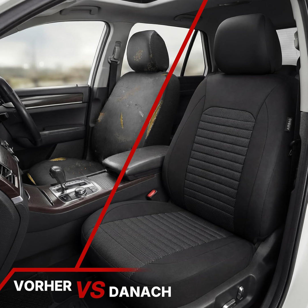 AUTOYOUTH Universal Autositzbezüge für Vordersitze, Schwarz, Polyester mit Horizontalen Steppnähten,