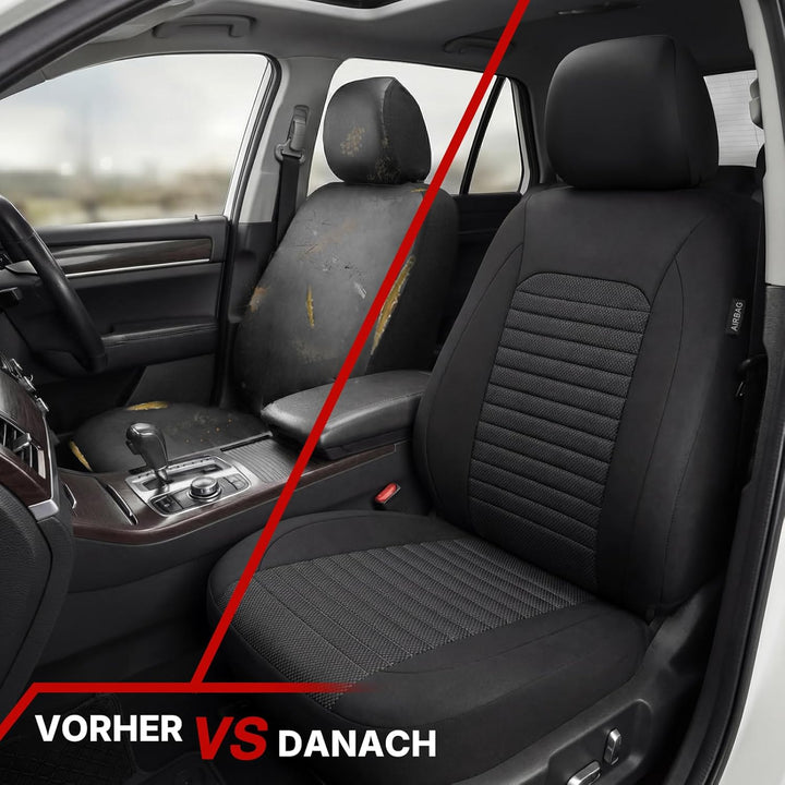 AUTOYOUTH Universal Autositzbezüge für Vordersitze, Schwarz, Polyester mit Horizontalen Steppnähten,