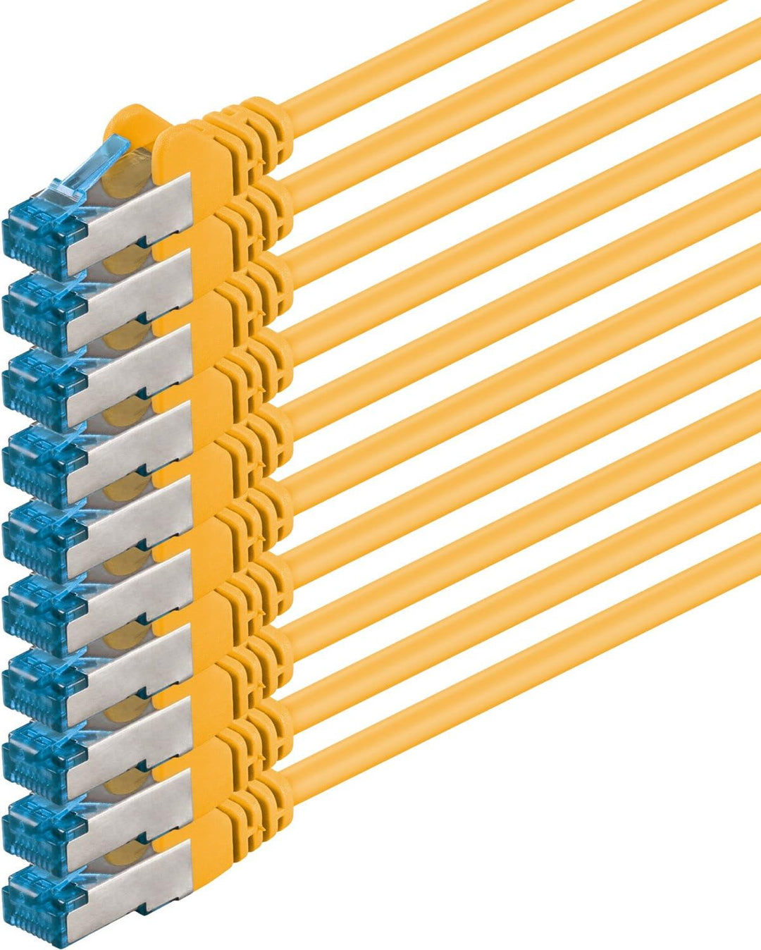 5m - CAT6a - Netzwerkkabel gelb - 10 Stück CAT 6 A Patchkabel 10000 Mbit s SFTP PIMF 500 MHz kompati