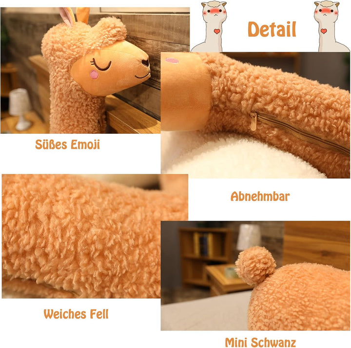 Alpaka Kuscheltier, Alpaka-Plüschtier mit langem Hals, Weiches Alpaka-Kissen-Stofftier, Long Neck Pl