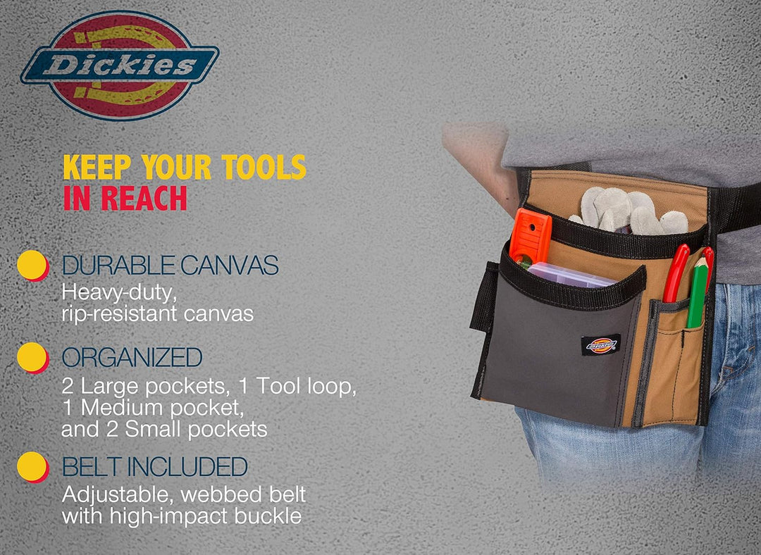 Dickies 5-Pocket einseitige Werkzeuggürteltasche/Arbeitsschürze, strapazierfähige Canvas-Konstruktio