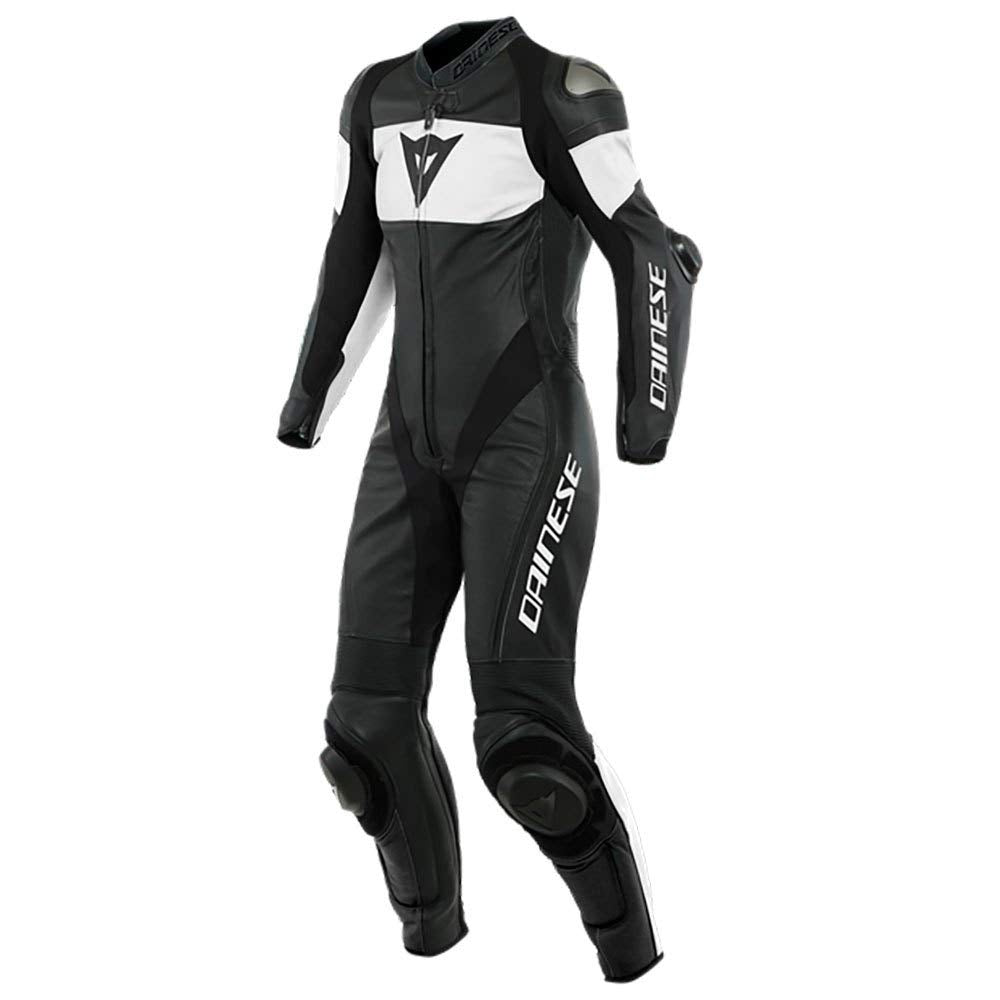 Dainese Imatra 1-Teiler Perforierte Damen Motorrad Lederkombi (Black/White,38)