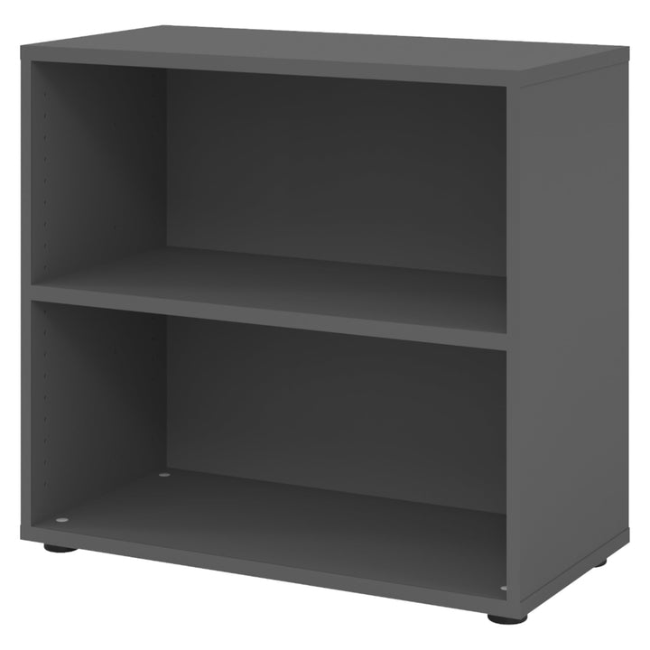 bümö Regal Graphit, Standregal aus Holz für 2 Ordnerhöhen - Bücherregal klein 80 cm breit, Aktenrega