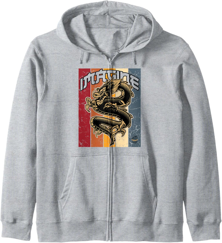 Imagine Dragon Shirt Cool Retro Vintage Chinesischer Drachen Kapuzenjacke