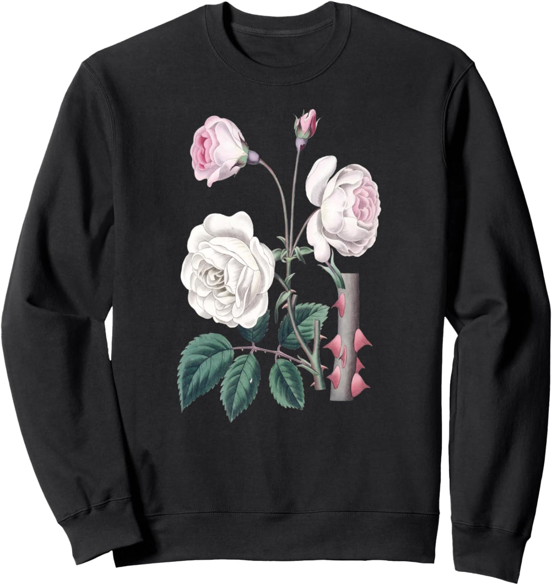 Pink rose Vintage Botanical Beautiful Floral Flower Sweatshirt