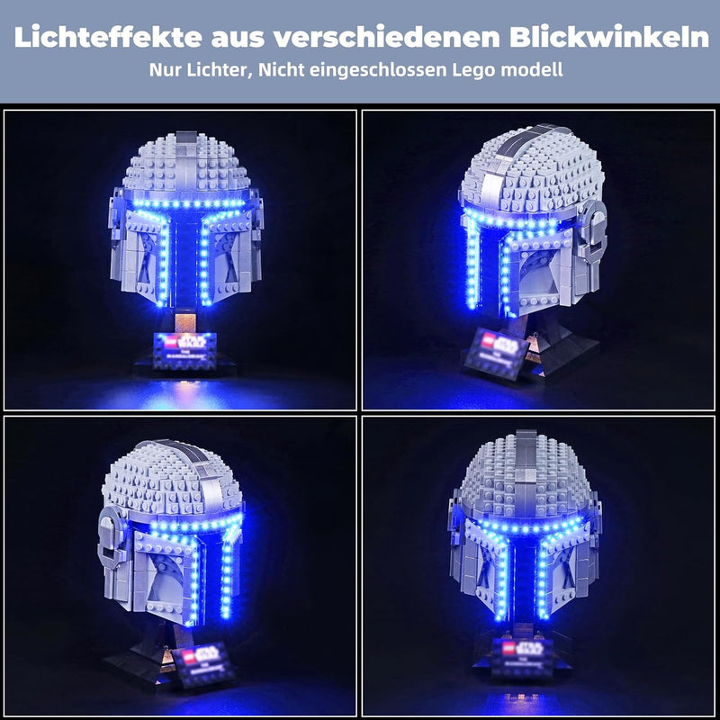 cooldac Led Licht-Kit Kompatibel mit Lego Star Wars 75328 Der Mandalorian Helm, LED Beleuchtungsset