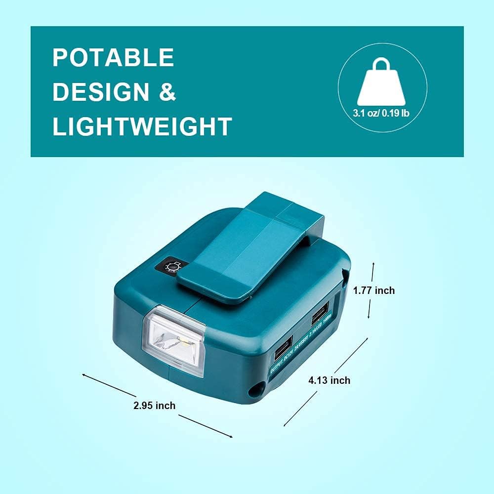 ADP05 Stromquelle für Makita 18V Lithium-Ionen Akku, YEX-BUR USB Telefonladeadapter Konverter mit Zw