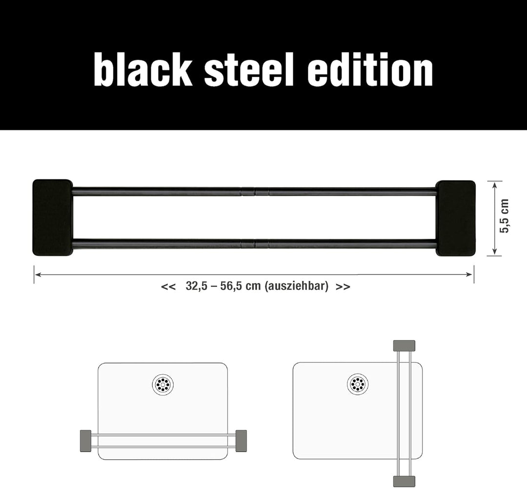 Sanni Shoo Spültuchhalter schwarz, Spülbecken Organizer, Flexibler Lappenhalter für Spülbecken, Spül