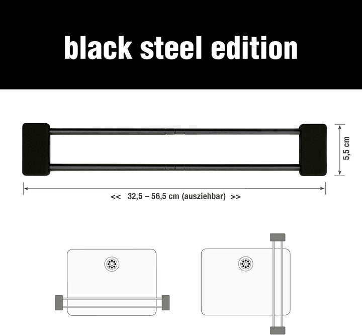 Sanni Shoo Spültuchhalter schwarz, Spülbecken Organizer, Flexibler Lappenhalter für Spülbecken, Spül