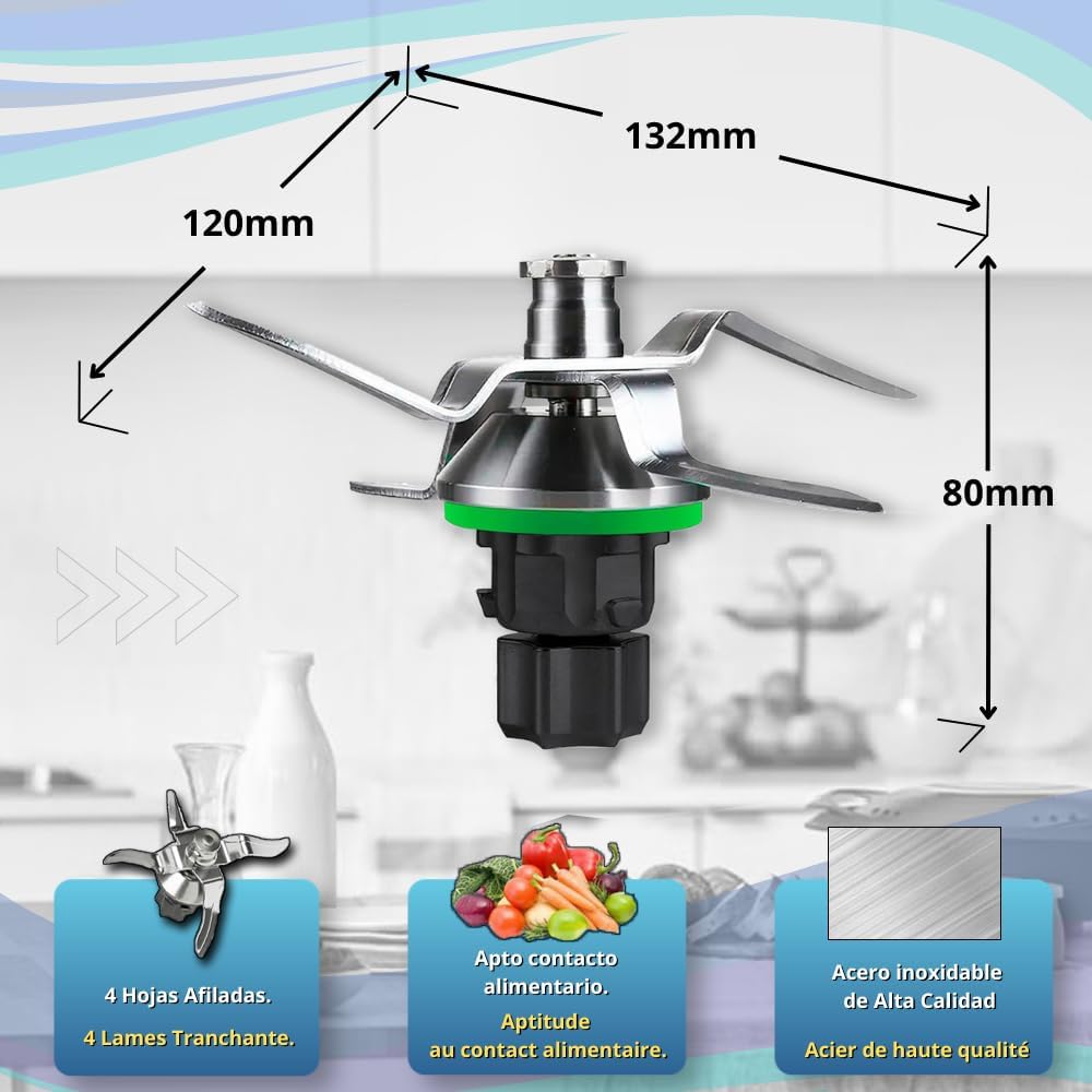 Mixmesser für Vorwerk Thermomix TM5 &amp; TM6 inkl. 2 Ersatz-Dichtungen, Edelstahl SUS420 – Hochwertiges