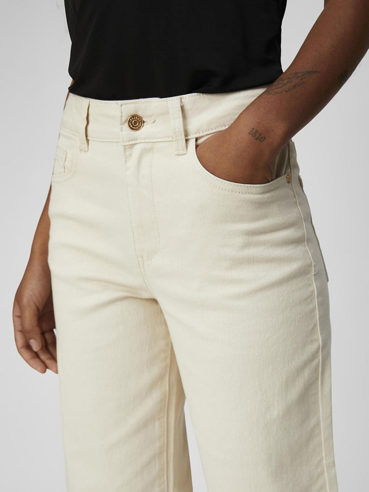 Object Female Wide Fit Jeans Twill- XS Sandshell, XS Sandshell