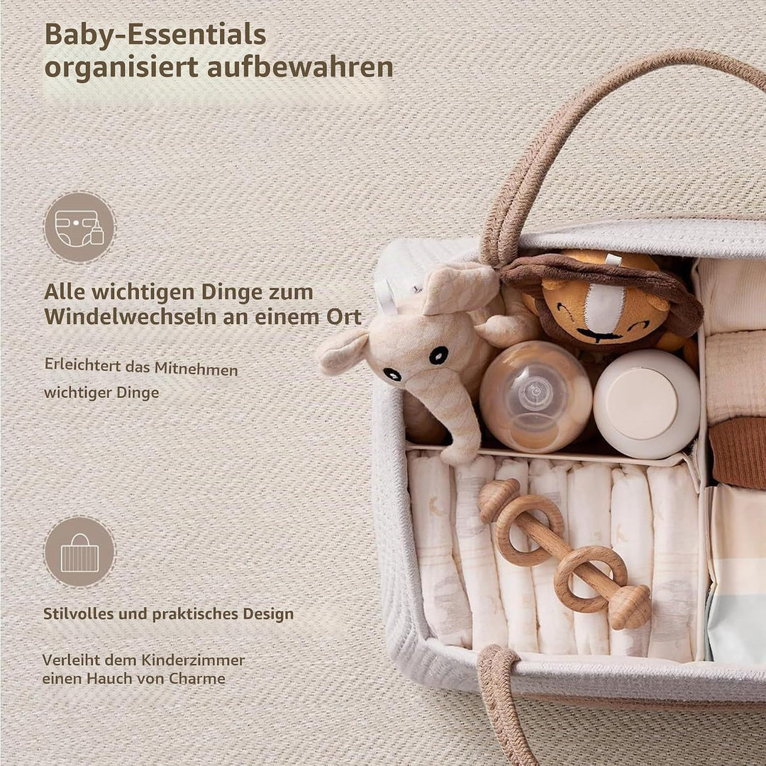 YUEMING Baby Windel Caddy Organizer, Tragbarer Wickelorganizer mit Fächern und Griffen, Wickelkorb B