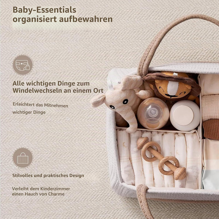YUEMING Baby Windel Caddy Organizer, Tragbarer Wickelorganizer mit Fächern und Griffen, Wickelkorb B